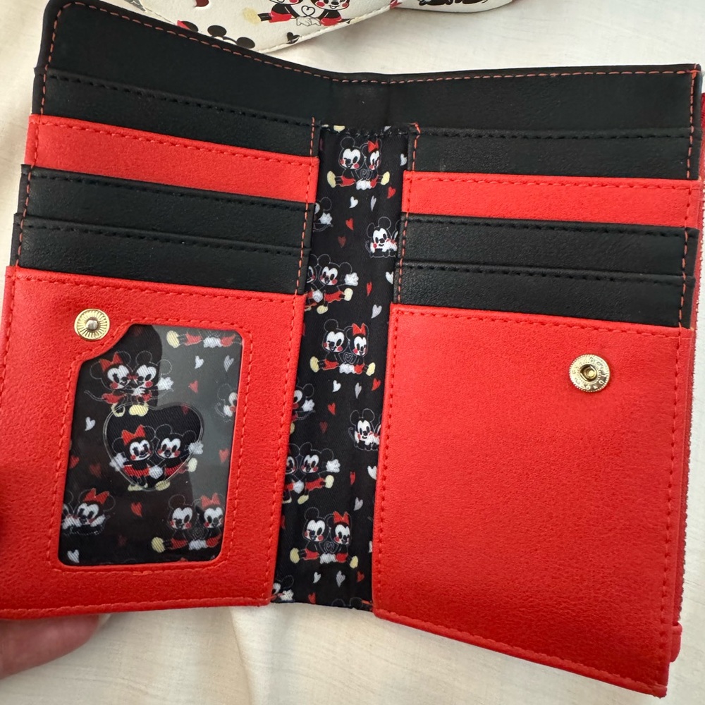Loungefly Mickey Minnie Love Heart AOP Mini Backpack + Wallet Valentine Couple - Picture 13 of 15